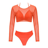 Sexy Swimwear Women&#39;s 2023 Push Up Bikini Set Three-Piece Swimsuit Bandage Bathing Suit Beachwear Triangle Brazilian Bikini