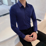 British Style Long Sleeve Shirt Men Clothing Fashion 2023 Spring Business Formal Wear Chemise Homme Slim Fit Camisa Masculina