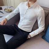 British Style Long Sleeve Shirt Men Clothing Fashion 2023 Spring Business Formal Wear Chemise Homme Slim Fit Camisa Masculina