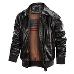Men&#39;s Winter Retro Leather Jacket Outwear Bomber Jacket Winderbreaker Casual Motorcycle Leather Jackets Male Fur Collar Outcoat