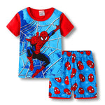 Summer Children Pajamas Short Sleeve T Shirt+Shorts Sets Kid Pyjamas Boy Girl Pijamas Cartoon Spiderman Elsa Baby Sleepwear Suit