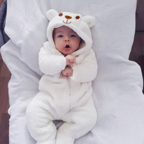 2021 New Cute BABY Newborn Baby Boy Girl Clothes Long Sleeve Hoddies Bear Zipper Baby Romper Clothes Autumn Winter Wear 0-18M