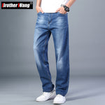 6 Colors Spring Summer Men&#39;s Thin Straight-leg Loose Jeans Classic Style  Advanced Stretch Baggy Pants Male Plus Size 40 42 44