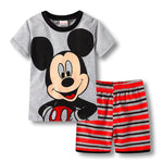 Summer Children Pajamas Short Sleeve T Shirt+Shorts Sets Kid Pyjamas Boy Girl Pijamas Cartoon Spiderman Elsa Baby Sleepwear Suit