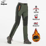 LNGXO Thick Warm Fleece Winter Pants Women Waterproof Hiking Trekking Camping Skiing Soft Shell Pants Outdoor Windproof Trousers