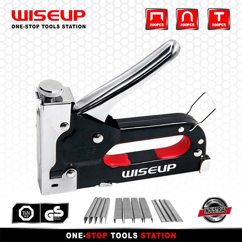 WISEUP 3 In 1 Nail Gun DIY Furniture Construction Stapler Upholstery Staple Gun With 600 Staples Home Decor Carpentry Tool