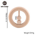 Let's Make 1pc Baby Toys Silicone Baby Teether Beech Wooden Ring Hand Teething Rattles Musical Chew Play Gym Montessori Stroller