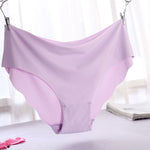 Women Seamless Panties Ice Silk Underwear Ruffle Panties Underpants Sexy Lingerie Seamless Smooth Briefs