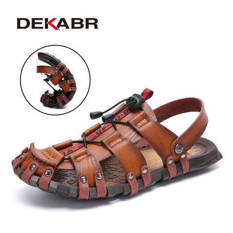 DEKABR Summer Men&#39;s Sandals Beach Shoes Summer Leisure Beach Roman Men Outdoor Sandals High Quality Soft Bottom Sandals Slippers