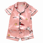 Children's pajamas set Baby suit Kids Clothes Toddler Boys Girls Ice silk satin Cartoon printing Tops Pants Set home Wear