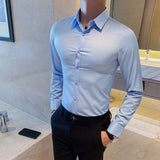 British Style Long Sleeve Shirt Men Clothing Fashion 2021 Autumn Business Formal Wear Chemise Homme Slim Fit Camisa Masculina