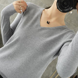 Women Sweater Autumn Winter V-neck Knitwear Long Sleeve Loose Cashmere Sweater Pullovers Lady Cheap Quality Jumper Knitted Tops