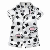 Children's pajamas set Baby suit Kids Clothes Toddler Boys Girls Ice silk satin Cartoon printing Tops Pants Set home Wear