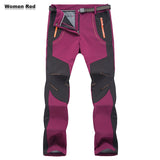 LNGXO Thick Warm Fleece Winter Pants Women Waterproof Hiking Trekking Camping Skiing Soft Shell Pants Outdoor Windproof Trousers