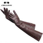 Multicolor women&#39;s gloves,50cm long leather gloves,sheepskin women&#39;s leather gloves,Keep warm women&#39;s winter gloves-2226C