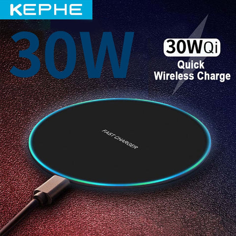 KEPHE 30W Fast Wireless Charger For Samsung Galaxy S20 S9+ S8 Note 9 USB Qi Charging Pad for iPhone 12 11 Pro XS Max XR X 8 Plus
