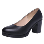 TIMETANGJob Interview Black Shoes Work Dress Round Head 35-43 Women&#39;s Pumps Thick Heels Large SizeE1328