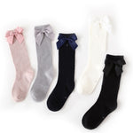 Solid Children Socks With Bows Cotton Baby Girls Socks Soft Toddlers Long Socks For Kids Princess Knee High Socks for Girls 2020
