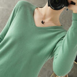 Women Sweater Autumn Winter V-neck Knitwear Long Sleeve Loose Cashmere Sweater Pullovers Lady Cheap Quality Jumper Knitted Tops