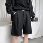 Summer Men&#39;s Shorts Straight Fit Knee-Length Short Suit Pant Solid Black White Clothing Student Thin Colors Casual Shorts Man