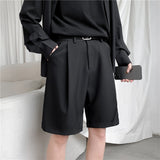 Summer Men's Shorts Straight Fit Knee-Length Short Suit Pant Solid Black Khaki Clothing Student Thin Colors Casual Shorts Man