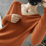 Women Sweater Autumn Winter V-neck Knitwear Long Sleeve Loose Cashmere Sweater Pullovers Lady Cheap Quality Jumper Knitted Tops