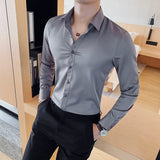 British Style Long Sleeve Shirt Men Clothing Fashion 2023 Spring Business Formal Wear Chemise Homme Slim Fit Camisa Masculina