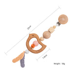 Wooden Music Rattle Animal Star Mobile Holder Teething Pendant Wooden Gym Rodent Silicone Bead Necklace Clip rattle for stroller