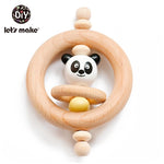 Let's Make 1pc Baby Toys Silicone Baby Teether Beech Wooden Ring Hand Teething Rattles Musical Chew Play Gym Montessori Stroller