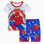 Summer Children Pajamas Short Sleeve T Shirt+Shorts Sets Kid Pyjamas Boy Girl Pijamas Cartoon Spiderman Elsa Baby Sleepwear Suit