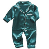 Children's pajamas set Baby suit Kids Clothes Toddler Boys Girls Ice silk satin Cartoon printing Tops Pants Set home Wear