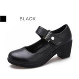 MVVJKE Mary Jane shoes high heel women ankle strap round toe square heel pumps dancing party lady wedges platform leather shoe