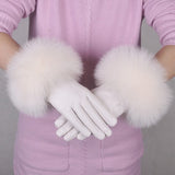 2020 New Arrival Genuine Leather Glove Real Sheepskin &amp; Fox Fur Gloves Women&#39;s Fashion Style High Quality