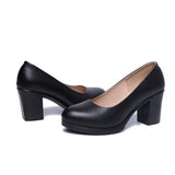 TIMETANGJob Interview Black Shoes Work Dress Round Head 35-43 Women&#39;s Pumps Thick Heels Large SizeE1328