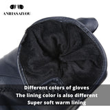 Multicolor women&#39;s gloves,50cm long leather gloves,sheepskin women&#39;s leather gloves,Keep warm women&#39;s winter gloves-2226C