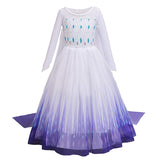 4-10T Girls Party Princess Dress Baby Girls Summer Elegant Long Sleeve Blue Dresses Birthday Party Fantasy Ball Dress
