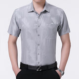 Silk Short Sleeved Shirt, Men&#39;s Thin Summer Pure Color 95% Silk Shirt