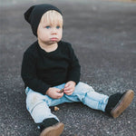 New Baby Street Dance Hip Hop Hat Spring Autumn Baby Hat Scarf for Boys Girls Knitted Cap Winter Warm Solid Color Children Hat