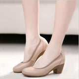 TIMETANG Super Soft &amp; Flexible Pumps Shoes Women OL Pumps Spring Mid Heels Offical Comfortable Shoes Size 34-43 C330