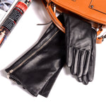 30cm-80cm Women&#39;s Ladies Real leather Sheep Skin overlength side Zipper Gloves Party Evening Opera/long gloves