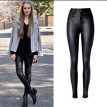 2023 Styling Skinny Women Jeans High Waist Faux Leather Pants Outfit Leggings Chic Casual Girl Stretch Leather Denim Jeans C1075