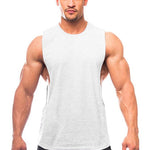 Bodybuilding Tank Tops Men Sports Sleeveless shirt Muscle guys Vest Fitness Drop Armhole Solid Tops Tees Cotton Gym Singlets