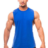 Bodybuilding Tank Tops Men Sports Sleeveless shirt Muscle guys Vest Fitness Drop Armhole Solid Tops Tees Cotton Gym Singlets