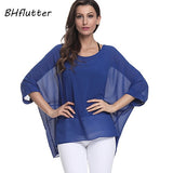 BHflutter Elegant Chic Chiffon Blouses Women New Fashion Batwing Casual Summer Tops Tunic Boho Style Beach Shirts Chemise Femme