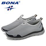 BONA Men Breathable Casual Shoes Krasovki Mocassin Basket Homme Comfortable Sneakers Shoes Chaussures Pour Hommes Mesh Shoe