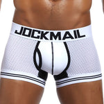 JOCKMAIL Boxers Elasticity Mesh Underwear Men Boxers Homme Cueca Boxer Shorts Sexy Mens Pouch Boxers Male Underpants Gay Pantie