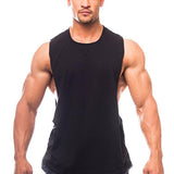 Bodybuilding Tank Tops Men Sports Sleeveless shirt Muscle guys Vest Fitness Drop Armhole Solid Tops Tees Cotton Gym Singlets