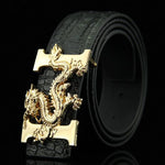 Liva Girl Hot Sale Business Men&#39;s Belts PU Leather Dragon Pattern Buckle Belt Waistbands Fashion Accessories Male Ceinture Gifts
