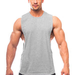 Bodybuilding Tank Tops Men Sports Sleeveless shirt Muscle guys Vest Fitness Drop Armhole Solid Tops Tees Cotton Gym Singlets