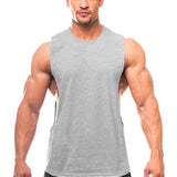 Bodybuilding Tank Tops Men Sports Sleeveless shirt Muscle guys Vest Fitness Drop Armhole Solid Tops Tees Cotton Gym Singlets